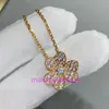 Дизайнер роскошь 1to1 Оригинальное ожерелье Vancllf v Золото покрыто Mijin Full Diamond Clover CNC Precision Fashion Internet Red Высококачественные ювелирные изделия