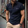 -Shirts européens et américains pour hommes décontractés Polo à manches à manches à manches à manches courtes t-shirts à manches plats pour hommes respirants top J240506