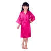 Pajamas Wholesale of solid color girls satin long robe bath kimono used for spa wedding parties birthdays childrens bathrooms pink childrens pajamas W3L2405