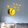 Uhren Märchen Schmetterling Acrylspiegel Wandaufkleber Cartoon Selbstkleber Aufkleber DIY Clock für Baby Kindergarten Schlafzimmer Wohnheimdekoration