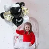 Décoration de fête 10 pcs Balloons de coeur en papier d'aluminium noir 18 pouces avec ruban M pour décorations