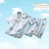 Pyjamas Summer Childrens Pyjama Set Cute Anime Cinnamon Kuromi My Melody Childrens Cardigan Korte mouwen pyjama's gemaakt door Girls and BoysL2405