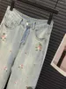 Jeans femminile primavera estate donne floreali ricamato in perline vintage alte pantaloni dolci di jeans pantaloni donne moda y2k vestiti streetwear