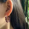 Boucles d'oreilles cerceaux Heyya Stone Vintage Natural Garnet Simple Classic Round Circle Gemstone Jewelry Handmade 14k Gold Exclusive