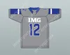 Custom qualsiasi nome numero giovane/bambini Greg Newsome II 12 IMG Academy Grey Football Jersey 1 S-6XL cuciti in alto