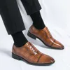 Brogue Business Business Leather Mens Dress Oxford Fashion Office Wedding Shoes Plus Tamanho 38-46 Brown