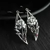 Dangle Chandelier Retro Silver Flower Earrings instnic Metal Round Growd Plants Proforts Plants اطلب من أقراط الخطاف الحجرية XW