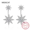 Studörhängen Original 925 Sterling Silver Star Front Back Double Sided Moissanite Earring for Women 2 i 1 genomborrade smycken