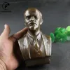 Esculturas antigas de bronze russo grande líder lenin busto bronze estátua de grandes estatuetas de decoração de desktop de cobre de cobre artesanato