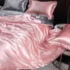 Moerbei zijde beddengoed set met dekbedoverdekje bed blad kussensloop luxe satijnen lineblad massief kleur koning koningin volledige twin size 240426