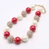 Beaded Necklaces Newest Design Christmas Kid Chunky Beads Necklace Red Gold Color Girl Bubblegum Jewelry For Children Drop Delivery Pe Dhzfw