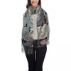 Sciarpe una sciarpa unisex mantieni la testa di foglie astratte calde con nappa acanthus stampa y2k slaw shawl avvolgente design invernale bufanda mujer