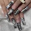 Ложные ногти ужасов манга готический стиль фальшивые ногти черный белый аниме -гвоздь назови на ногтях.