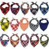 Maisons chien et chat bandanas plaid coton bandanas lavable chiot triangulaire bavard