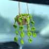 Decorative Figurines Knitted Hangings Plants Artificial For Home Decor Indoor Hanging Plant Basket Rear View Car Interior