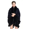 Kvinnors päls Volalo Europestyle Fashion Double Coat Cape Hooded Knit Cashmere Cloak Cardigan Outwear Women Winter Shawn 1.1 kg
