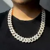 Tjockare 20mm 4 rader Diamond 925 Sterling Silver Iced Out Prong Seting VVS Moissanite Cuban Link Chain