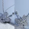 Designer 925 Silver Van Butterfly Collana a diamante Full Diamond Plorita con catena di colletti di precisione in oro 18K elegante e stile minimalista