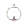 Diseñador Westwoodamel Full Diamond Saturno Pearl Pearl Perrel para mujer Pink