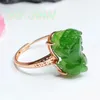 Anelli a grappolo S925 Silver intarsiatura a mano intarsiatura naturale Jade Jade Jasper Pixiu Anello Rosa Gold Golding Restro di alta qualità Gioielli