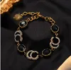 18K GOUD VERPLAATSTE Designer ketting armbanden oorbellen sieraden set retro goud romantisch monogram zwart rood wit kristal strass rhinestone fashion familie cadeaubon