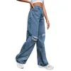 Jeans pour femmes mode haute chaîne de goon des œillets déchirés, portez des legging à la fermeture à la glissière