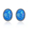 Orecchini per borchie WALERV 2024 imitazione blu ovale ovando Opal Stone Oreger for Women Set Charm Gioielli Fasci