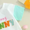 Rompers Infant Baby Clothing Easter Jumpsuit For Newborn Fuzzy Letter Embroidery Round Neck Short Sleeve Items Clothes H240507