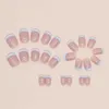 False chiodi 24pcs Pressa francese su unghie corti quadrati falsi chiodi semplici glitter un chiodi falsi per unghie a copertina indossabili strumenti di manicure t240507