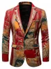 Fashion Red Print Mens Pak 3D Modieuze kleding Business Casual Flower Jacket Coat 240507