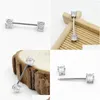 Inna biżuteria do ciała 925 Sterling Sier Nipple Pierścień z przodu twarz podwójny Cz Bar Barbell 18G 14/16 mm Dostawa Dh8fo