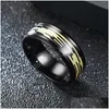 Bandringar 8mm svart gradient inlagda skal ring rostfritt stål för män kvinnliga kvinnliga finger enkel charm bröllop smycken droppe Deliv Dh2py