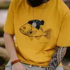 Мужские футболки Madden Retro Deep Sea Fish School Print Printed с животным с рисунком круглой шеи с короткой рукава