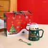 Mokken grote capaciteit keramische beker kerstcadeaubox set met deksel lepel mokwaterhand