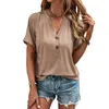 Camicette da donna Donne Twist Button Tee Stylish Summer V-Shirt Collection Casual Half Placket Colore Solido Fit Pullover