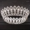 Haarclips Luxe Crystal Round Crown Tiara Rhinestone Prom Diadeem Tiaras en Crowns For Women Bridal Wedding Accessories Sieraden Gift
