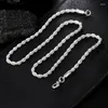 Necklace Earrings Set Silver Color 4mm Twisted Rope For Women Men Male Chain Necklaces Bracelets Jewelry Wedding Party Accessories
