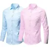 Chemises habillées pour hommes pour hommes Spring et automne élastique Nouveau Long Long Shirt Anti-Wrinking Ing Comfort Fashion Breathable Slim D240507
