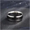 Band Rings Men Music Piano Keyboard Ring Stainless Steel Rotatable Spinner For Man Boyfriend Gifts Sier Tone Drop Delivery Jewelry Dh0J7