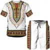 Tracksuits voor heren zomer Afrikaanse Dashiki Culture Shorts Set 3D Tribal Printed Dames voor dames korte mouw T-shirt unisex sport casual pak
