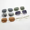 Klassische Marke Retro Crattire Sonnenbrille rahmenlose Sonnenbrille für Männer und Frauen modisch große Rahmen Personalisierte zukünftige minimalistische UV -Widerstandsbrille S2401