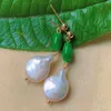 Boucles d'oreilles en peluche naturelle Baroque Baroque Perle Perle Jadeite Perles de baril Gold Gold Mariage Fabriqué à la main Gemone Custom Silver Per perle