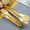 Uitrusting 7styles Gold BBQ Food Tangs Steak Clip Roestvrij staal Hollow Cake Bread Grill klem Kookgerei Keukenaccessoires