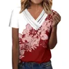 Botão Floral Holiday Blood Sleeve Basic Tops de Mulher Camisa de Camisetas