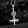Pendant Necklaces Exquisite Stainless Steel Inverted Cross Sheep Head Symbol Religious Necklace Men Women Amulet Jewelry Gift