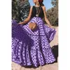 Kjolar Bohemian Maxi Womens High midja Polka Dot Print läder Löst veck med lång veck med läder Elegant Womens Street Clothing Q240507