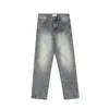 Micro La Denim Hosen Herren schlanker Fit gerade Bein Frühling und Herbst Amerikanische Bodenboden Mop High Street Atmosphäre Schwarz