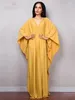 Solid Sexy V-neck Batwing Sleeve Plus Size Kaftan Loose Slit Beach Dress 2024 Women Summer Beachwear Bathing Suit Cover Up Q1306