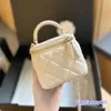 Portable Women Mini Makeup Bag With Mirror 10CM Leather Diamond Lattice Evening Clutch Shopping Coin Purse Zipper Borsa Luxury Handbag Trend Card Holder Sacoche