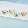 Cluster ringen vijf blad bloem thema ring verstelbare vrouwen kristallen plantenvorm hoogwaardige mode sieraden feest dagelijkse slijtage
